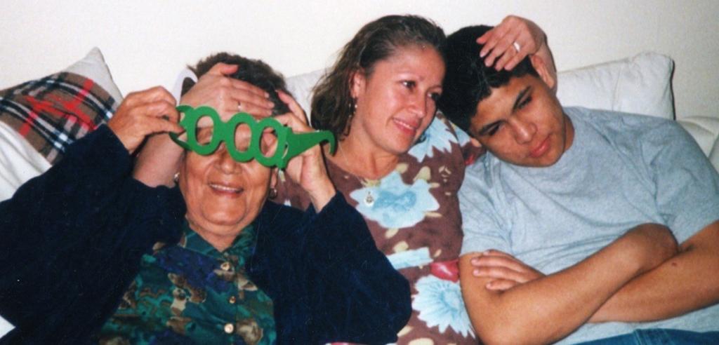 Antonio Nunez with his mother (center) and grandmother
