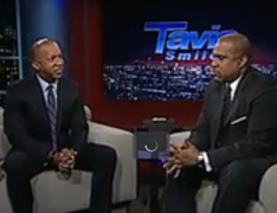 Bryan Stevenson being interviewed on Tavis Smiley Show